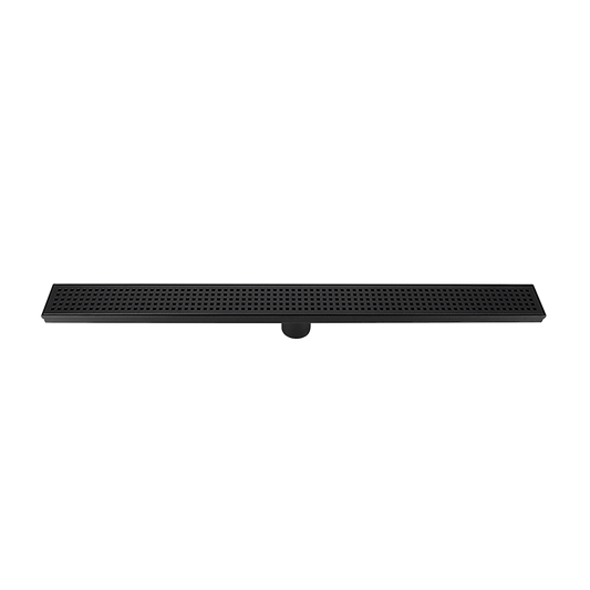 800mm Bathroom Shower Black Grate Drain w/Centre outlet Floor Waste