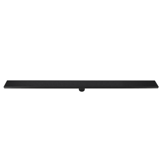 1200mm Bathroom Shower Black Grate Drain w/Centre outlet Floor Waste Square Pattern